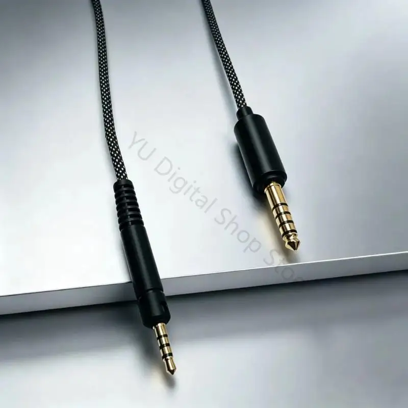 96BA Kopfhörerkabel für HD598/HD599/HD558 Kopfhörerkabel mit 4,4 mm symmetrischem Stecker, schwarzer geflochtener Außenhülle – Detail 2