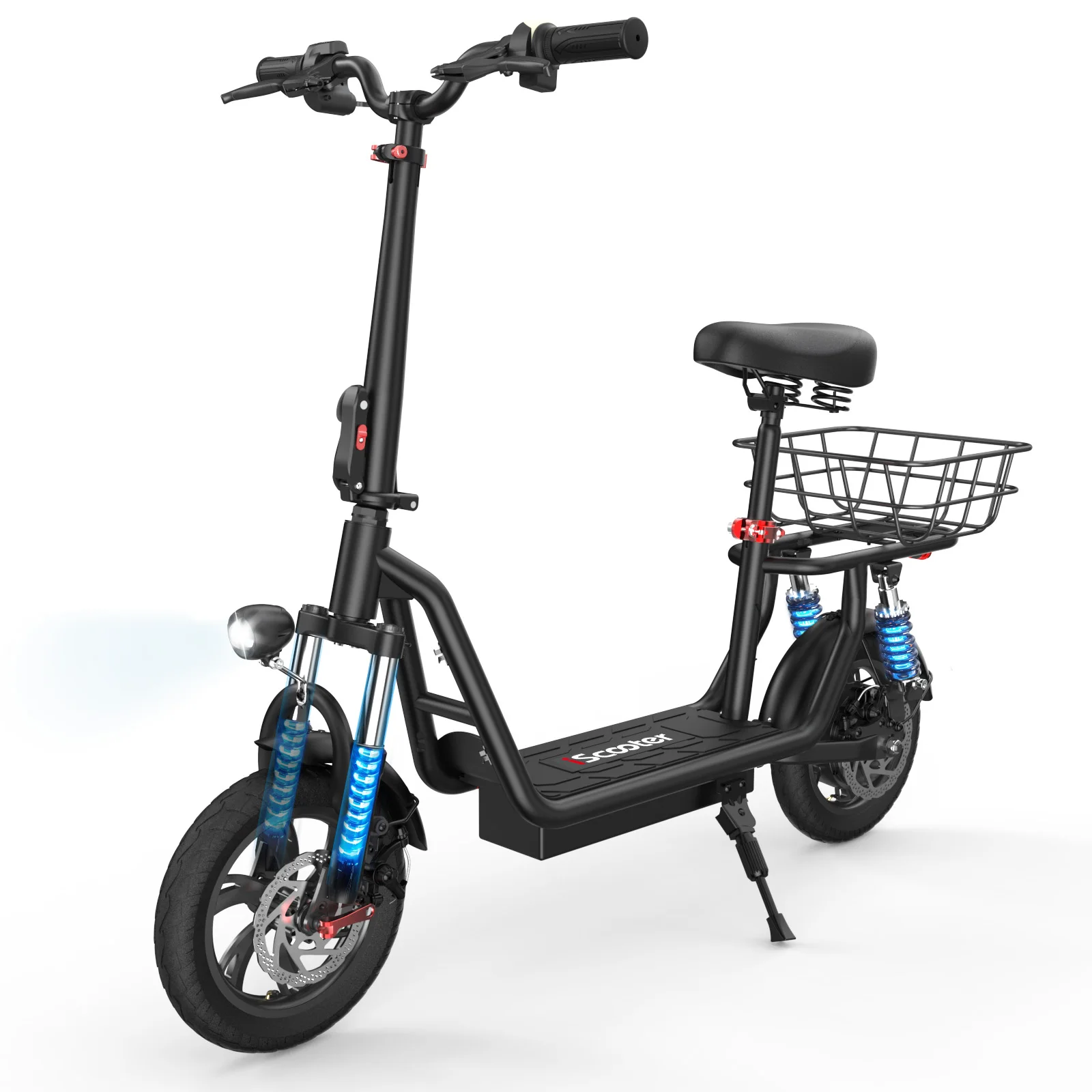 Der IScooter I12 ist ein 12-Zoll 500W 36V 7,5Ah Elektrofahrrad mit Sitz, Höchstgeschwindigkeit von 40 km/h und einer Reichweite von 35 km.