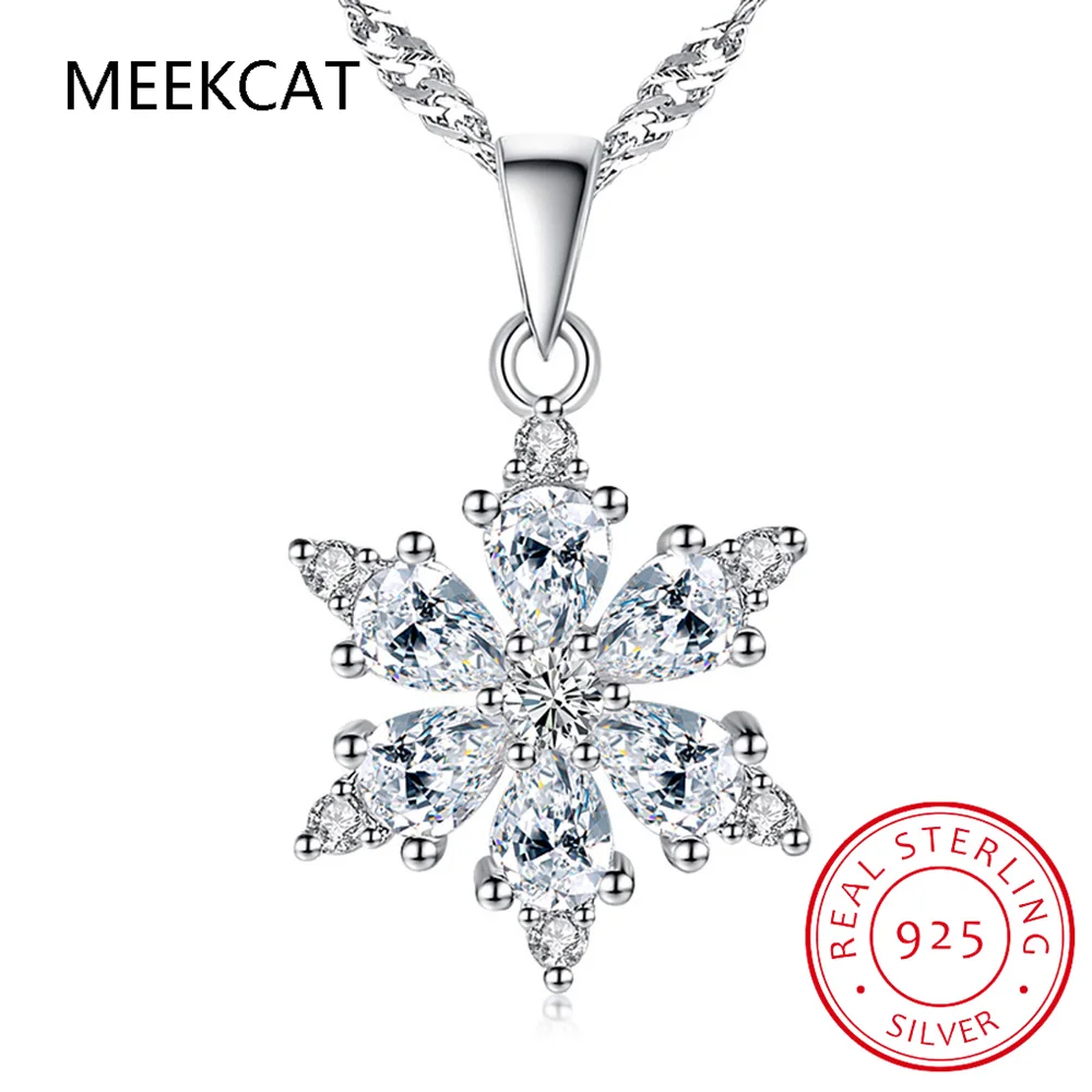 Real Moissanite Snowflake Pendant Necklace D Color VVS1 Lab Diamonds 925 Sterling Silver for Women Wedding Fine Jewelry view 3
