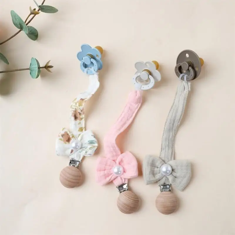 

Зажим для детской соски-цепочки, подвесной кулон для кроватки для малышей, хлопково-деревянный держатель для пустышек, ремень