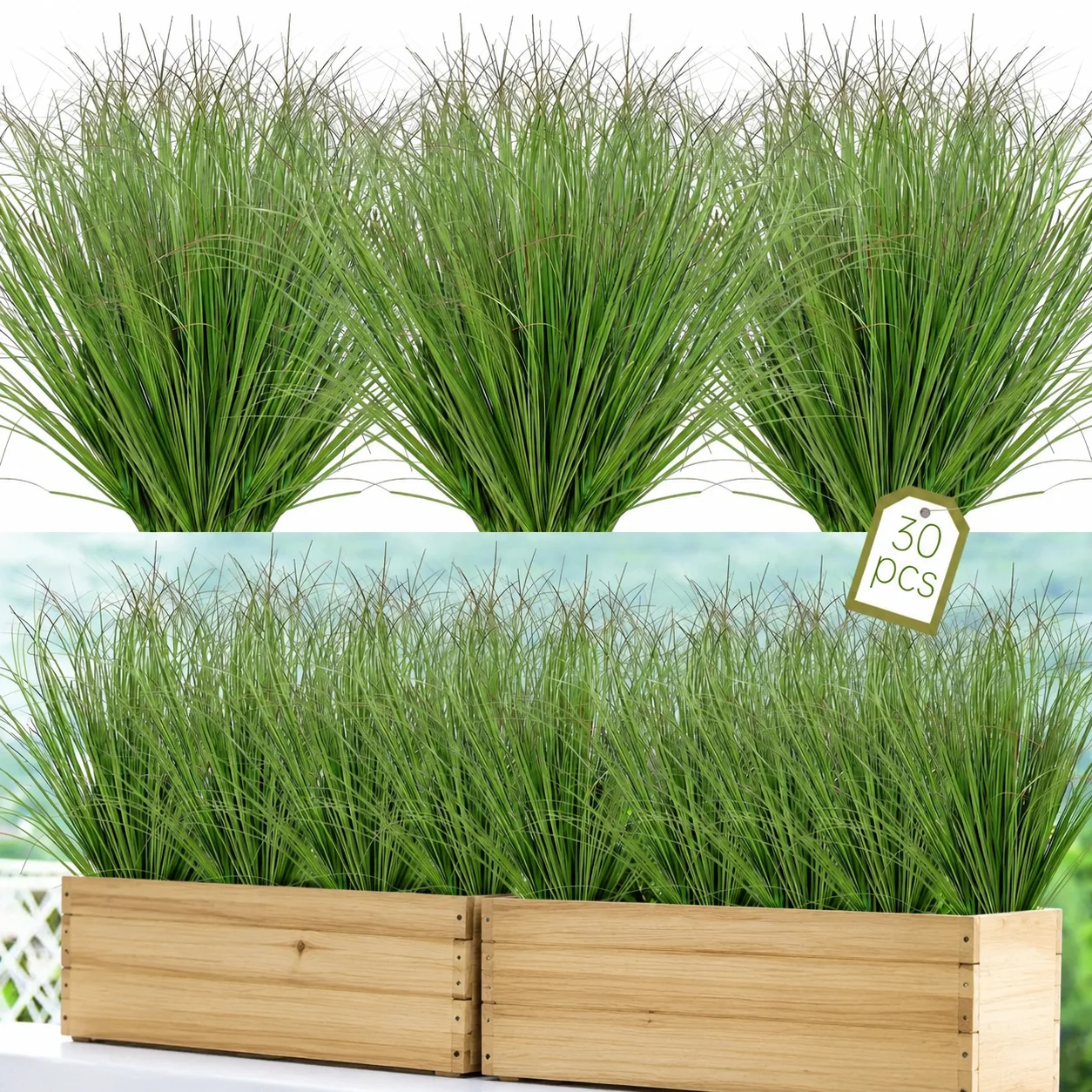 30 Pièces de Plantes Artificielles Vert Foncé à Pointes Rouges de 50 cm, Vente en Gros, Plantes Faux UV pour la Maison, l'Entrée, la Porte, le Jardin Extérieur, la Décoration de Galerie