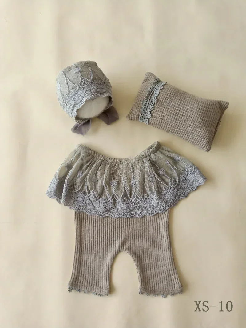 Newborn Photography Props Baby Clothing Hat Pillow Jumpsuit Lace Cotton One-piece Dress Spring and Autumn Suit