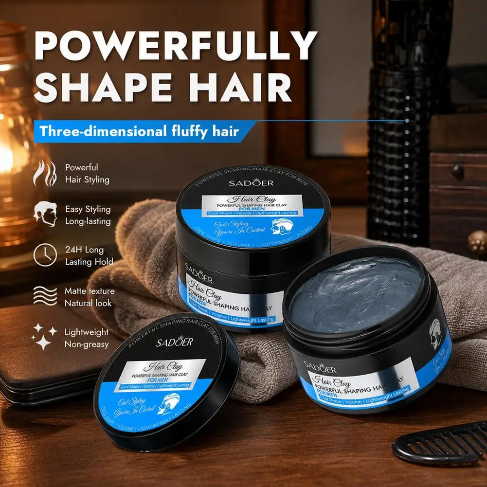 Matte Hair Styling Clay Strong Hold Non-Greasy Hair Wax Pomade Long-Lasting Texture Cream For Men Daily Grooming view 2