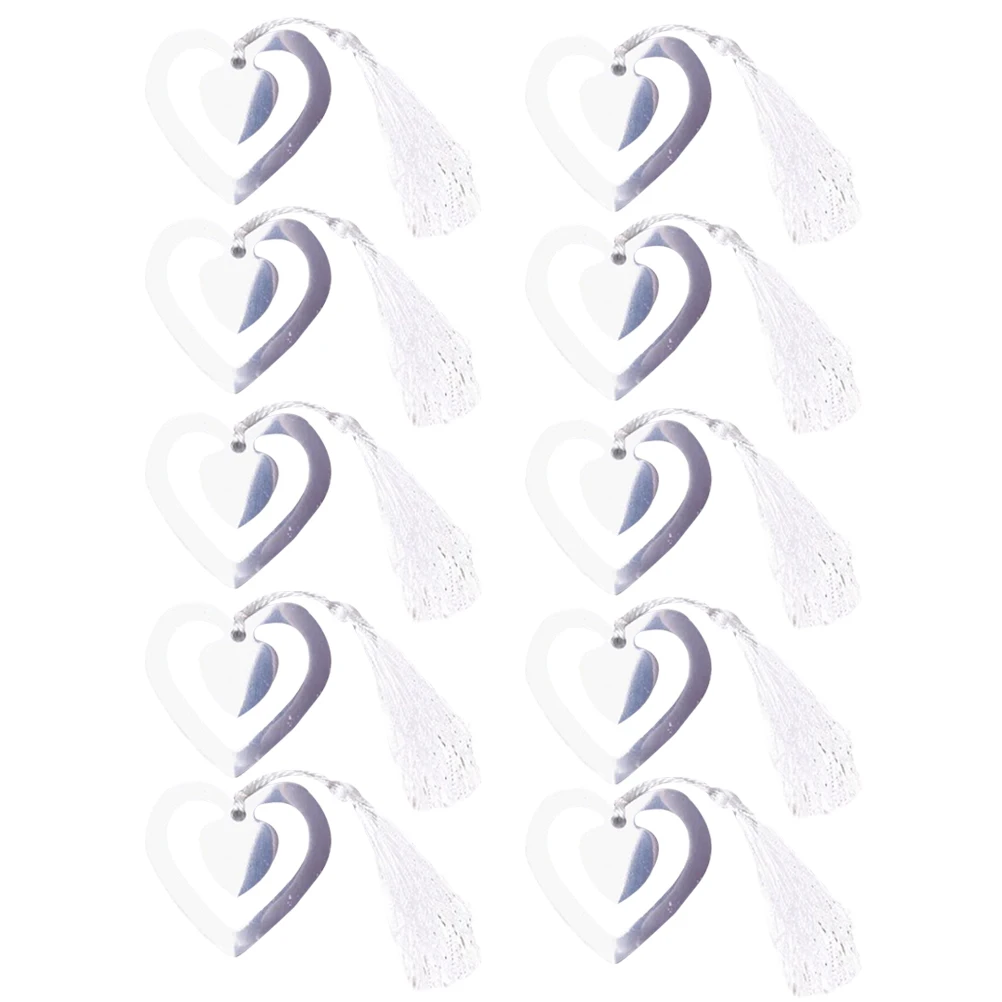 

10pcs Hollow Out Metal Bookmarks Silver Page Markers Gifts Tassel Decoration Creative Bookmark For Students Writers Readers