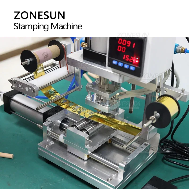 ZONESUN Hot Stamping Machine Automatic Paper Running Function for Round Shape Product Hot Foil Paper Transfer