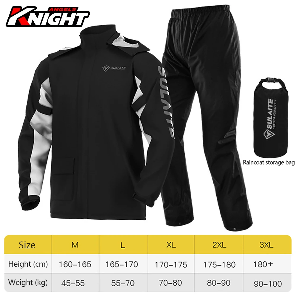 

Motorcycle Raincoat Suit Men Lightweight Foldable Outdoor Motorbike Riding Raincoat Waterproof Moto Jacket Pants High Reflection