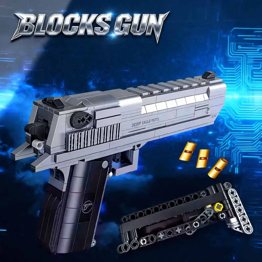 

Military Weapons 795pcs Desert Eagle Handgun Model Building Blocks MOC Pistol WWWII Bricks Toys For Kids Boy Adult Gift