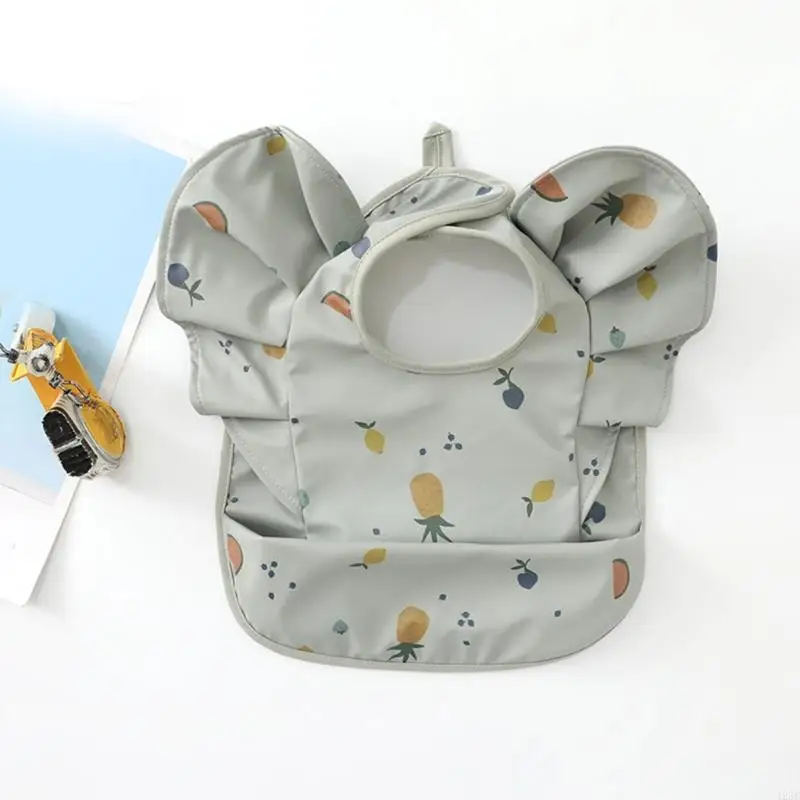

Protective Feeding Bib for Infants Adjustable Burp Cloth Leakproof Backing Compact Foldable Winged Type Feeding Apron 425F