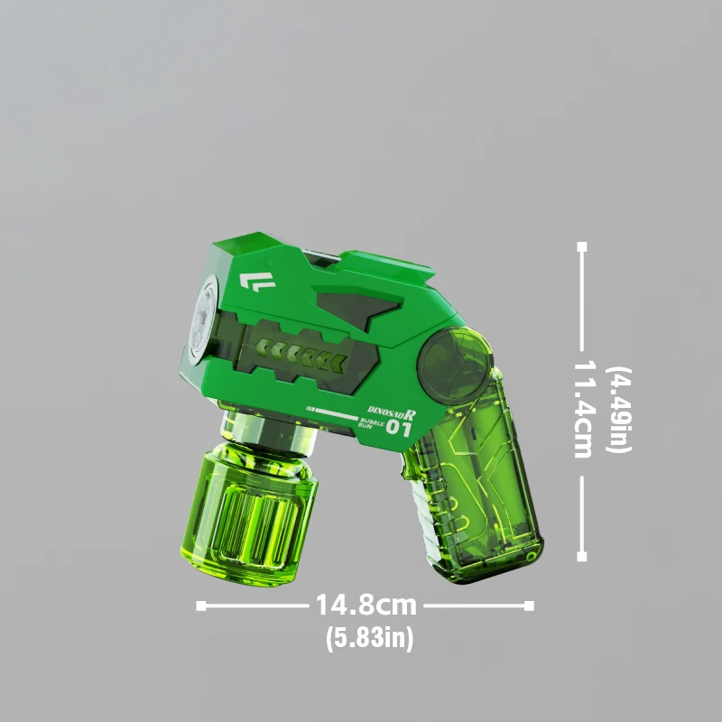 Máquina de bolhas de dinossauro portátil com 4 buracos, luzes, soprador de sabão, arma automática de bolhas, brinquedos ao ar livre para crianças, festa de casamento