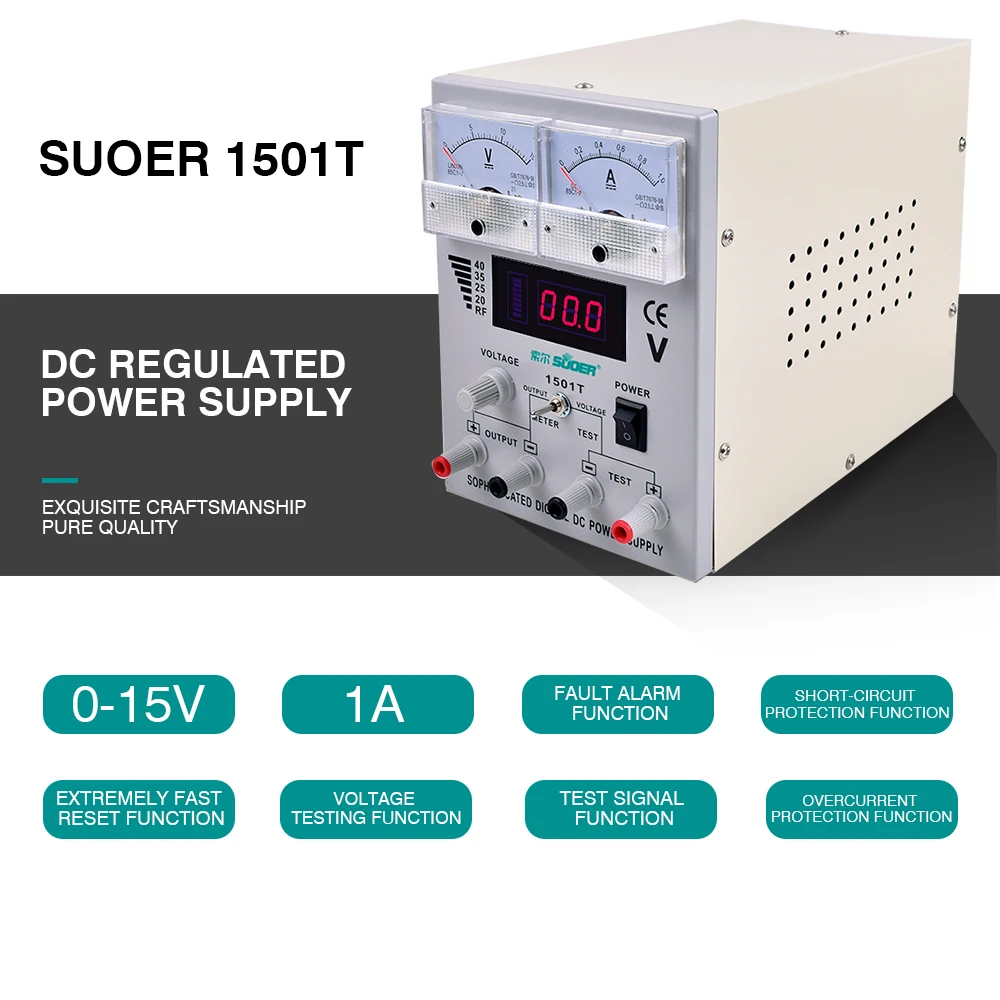 Regulador analógico de precisão ajustável 15v 1a dc display lcd fonte de alimentação de comutação estável para reparo de telefone compatível 240v 220v