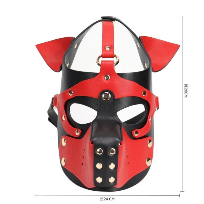 Costumes fétichistes de Cosplay pour chiot, grande taille, avec harnais en cuir, masque à capuche complet avec oreilles pour hommes et femmes, jeu de rôle pour chien, nouvelle collection