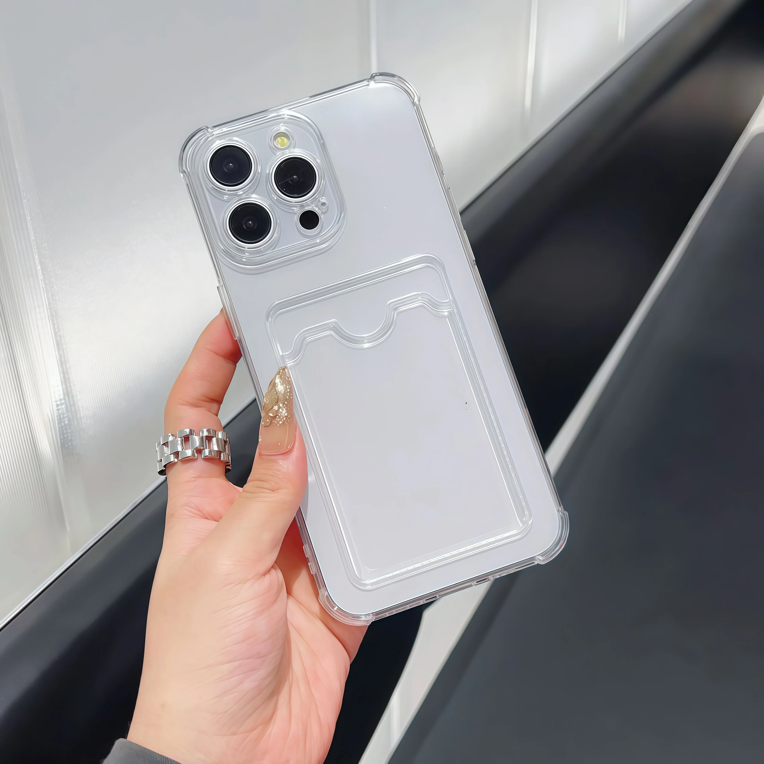 Picture 6: Shockproof Transparent Card Slot TPU Phone Case For iPhone 17 Air 16 15 14 Plus 13 12 11 Pro Max Silicone Back Protection Cover