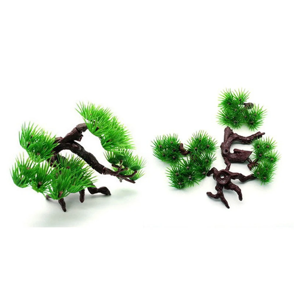 

2 pcs Simulation Pine Aquarium Artificial Plant Decorative Fish Tank nament Plastic Scenery Enhancement Realistic Appearance