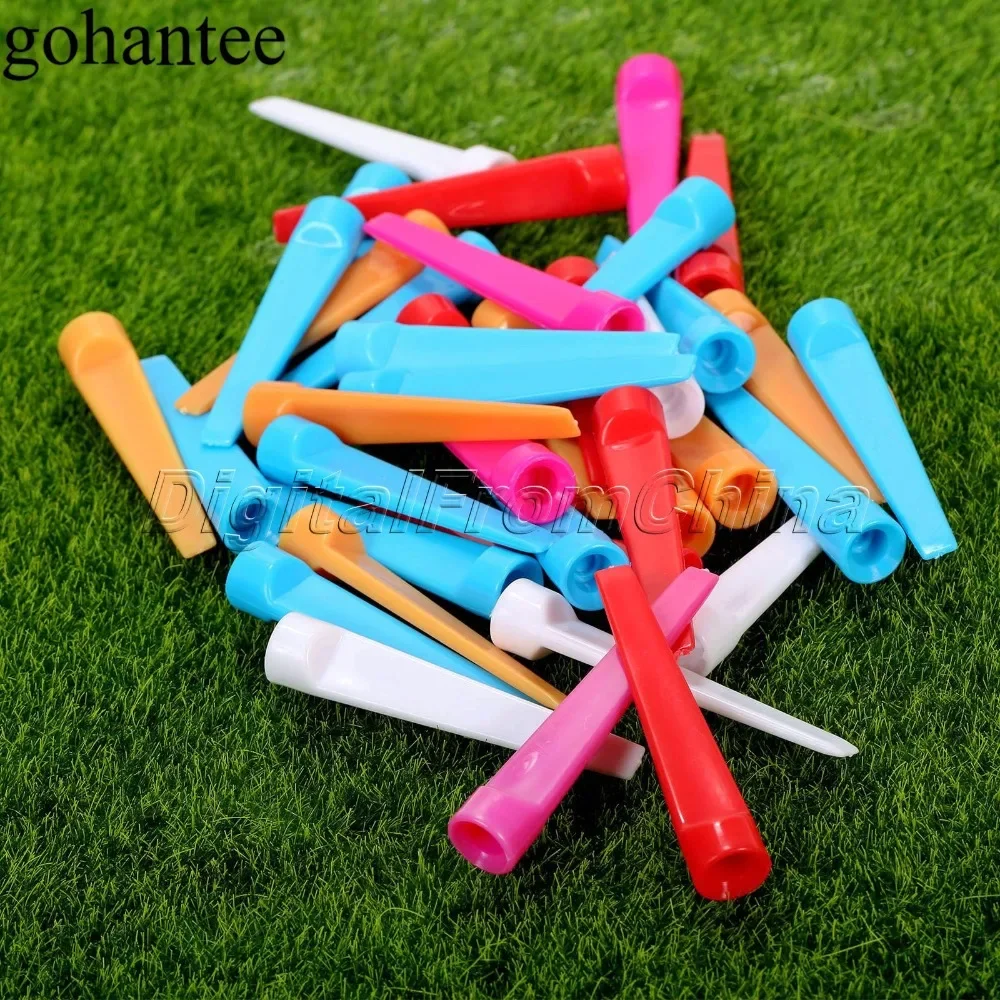 gohantee 100pcs/Lot Wedge Tees Golf Tees Practice Training Golf Accessories Plastic Random Color 70mm Sports Ball Tee Holder Mat