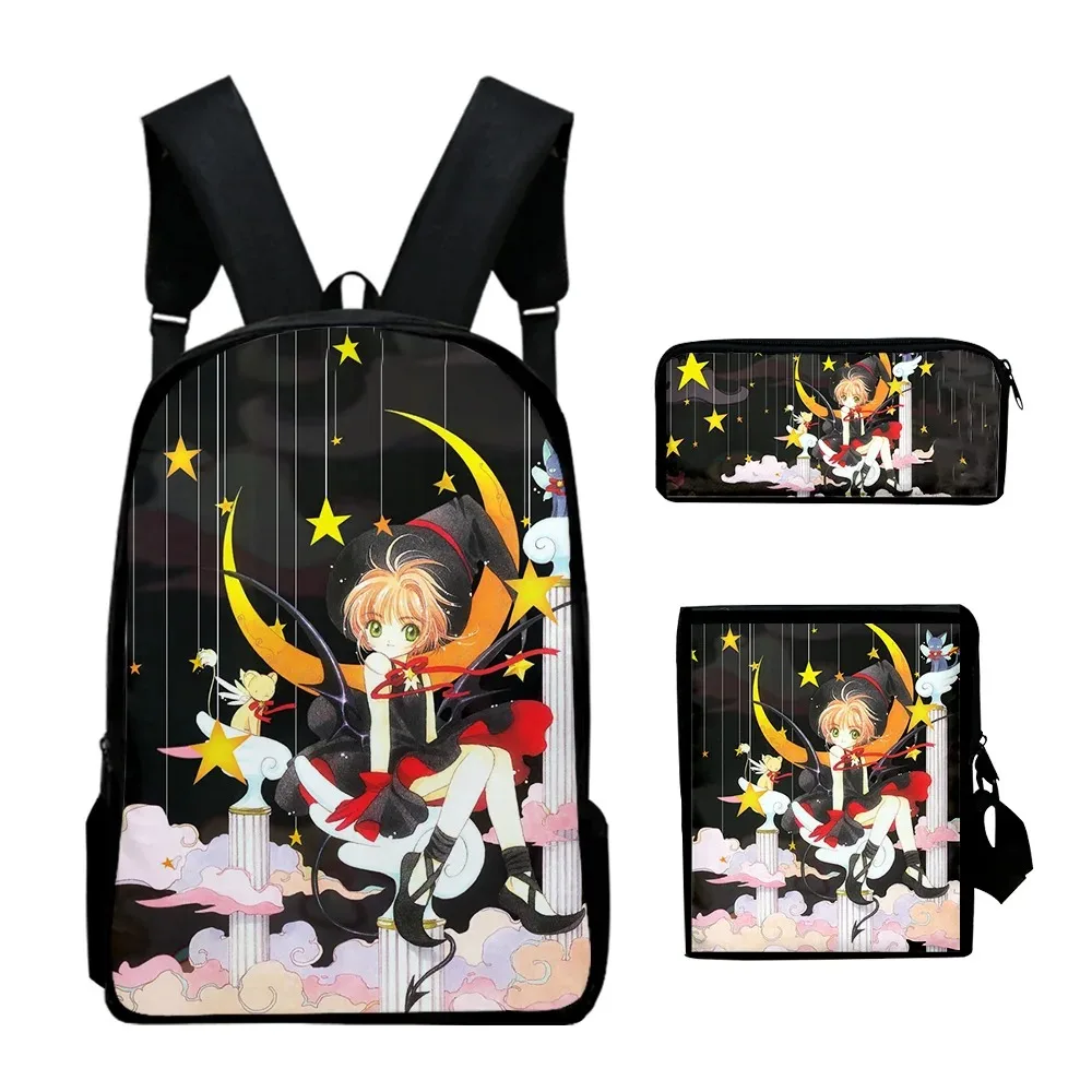 

Cardcaptor Sakura 3D Print Laptop Mochila Estudante Mochilas Escolares, Bolsa de Ombro Inclinada, Estojo Lápis, Harajuku Popular