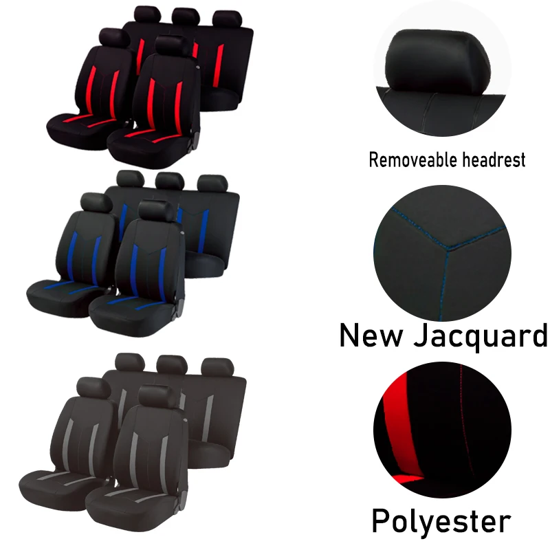 AUTOKING Customizable Pattern Sport Style Universal Polyester Car Seat Covers Fit Most Car SUV Van Interior Accessories
