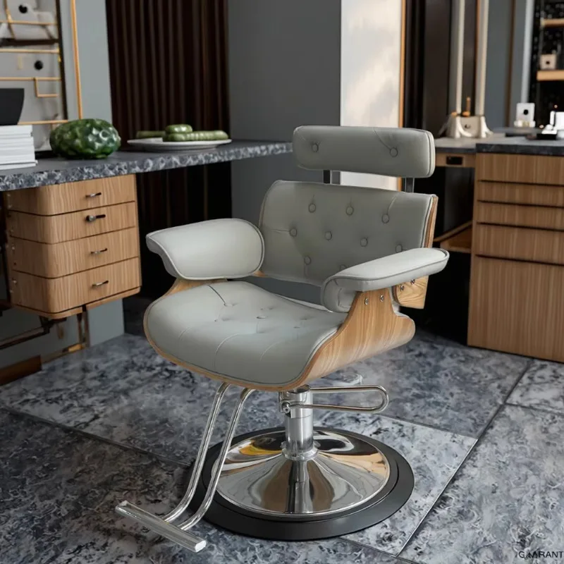Modern Stainless Steel Frame Professional Hydraulic Pump Reclining Mens Hair Salon Vintage Barber Chair