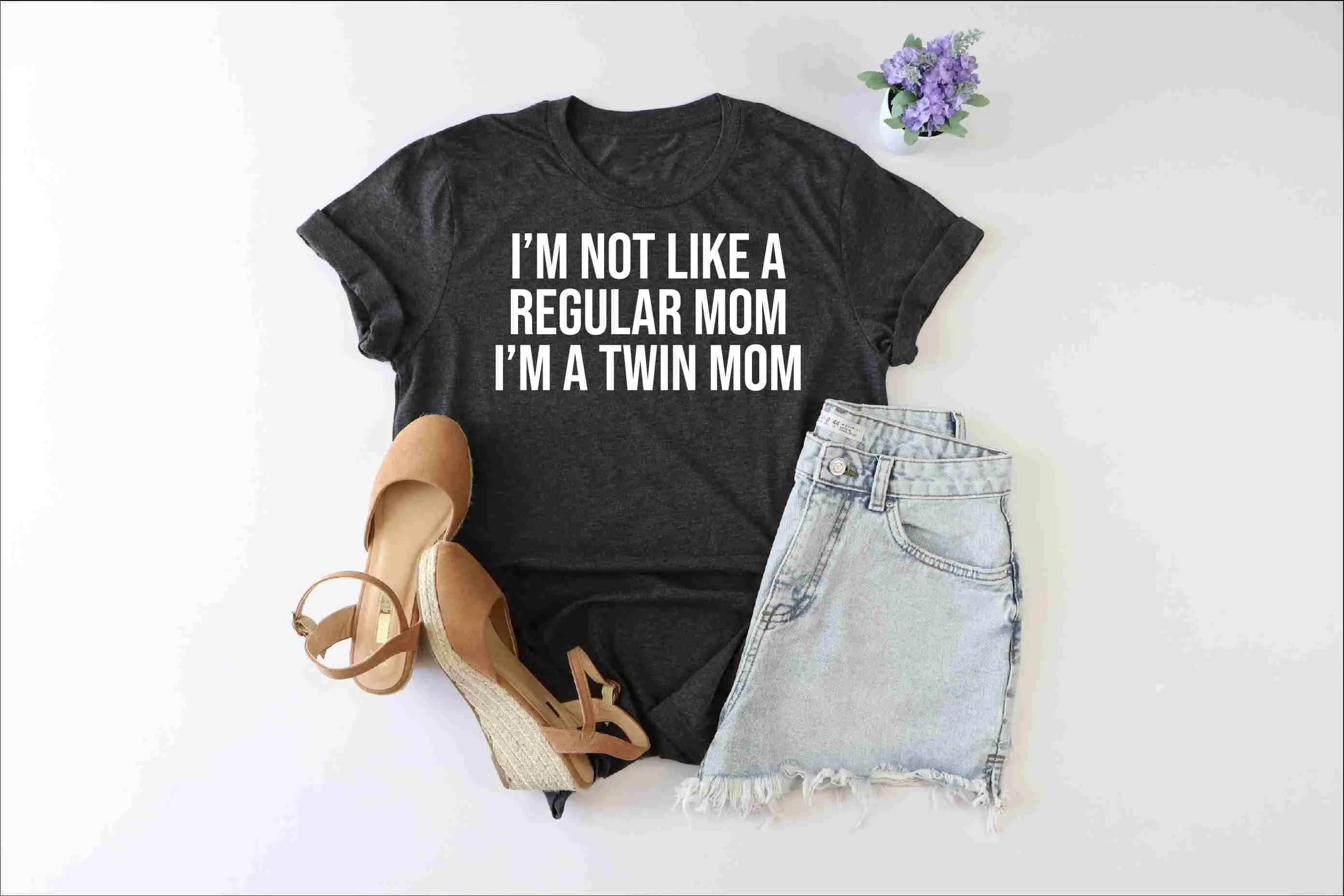 I'm A Twin Mom T Shirt Baby Shower Not Like Regular Life Expecting Twins New