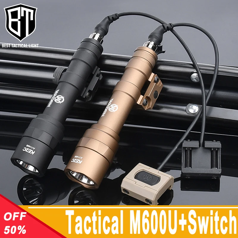 

Tactical M600 Flashlight WADSN M600U 800lumens White LED Light Pressure Switch For 20mm Rail Hunting Weapon Airsoft Accessories