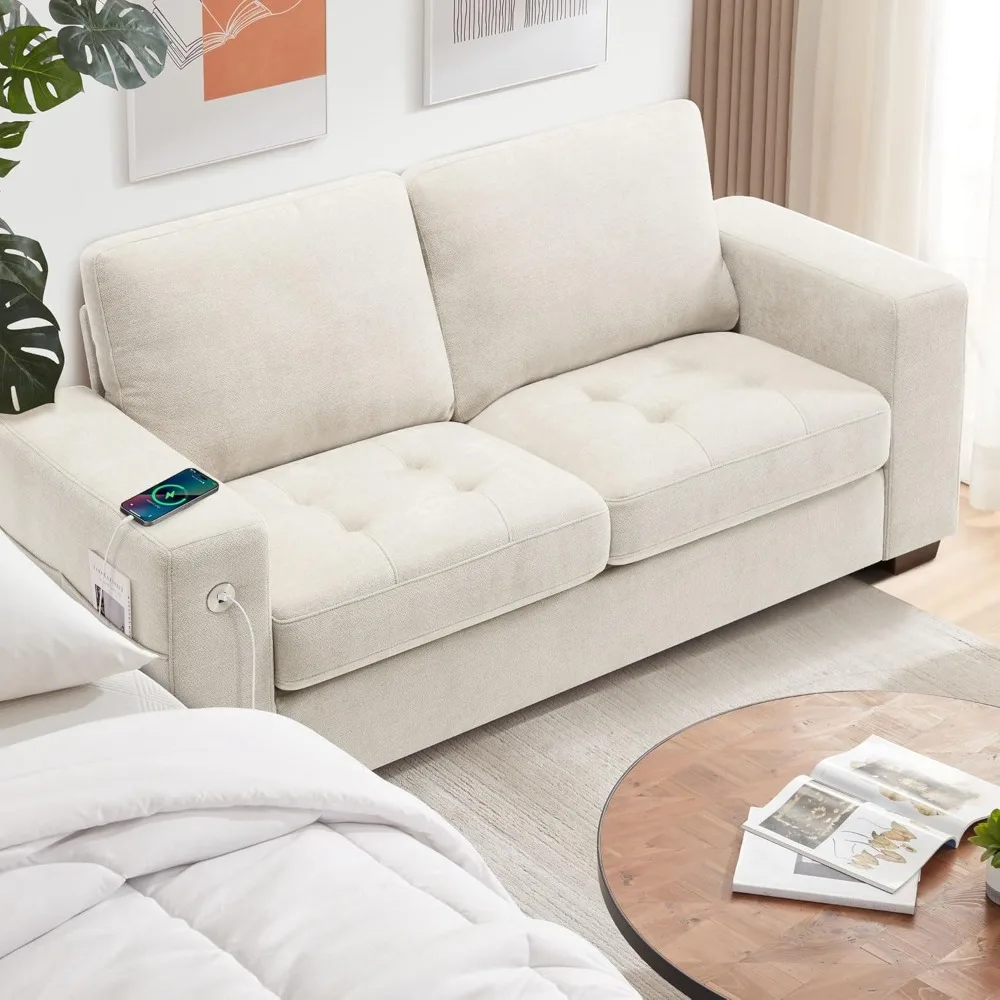 Sofa 70 Inch Loveseat with USB/Type-C Charging Port & Side Pocket, Comfy Modern 2-Seats Sofa for Living Room & Bedroom