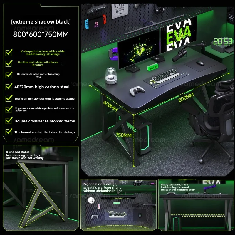 Home Office Esports Gaming Desk with Laptop Stand Student Computer Desk Chair Set for Rental Room