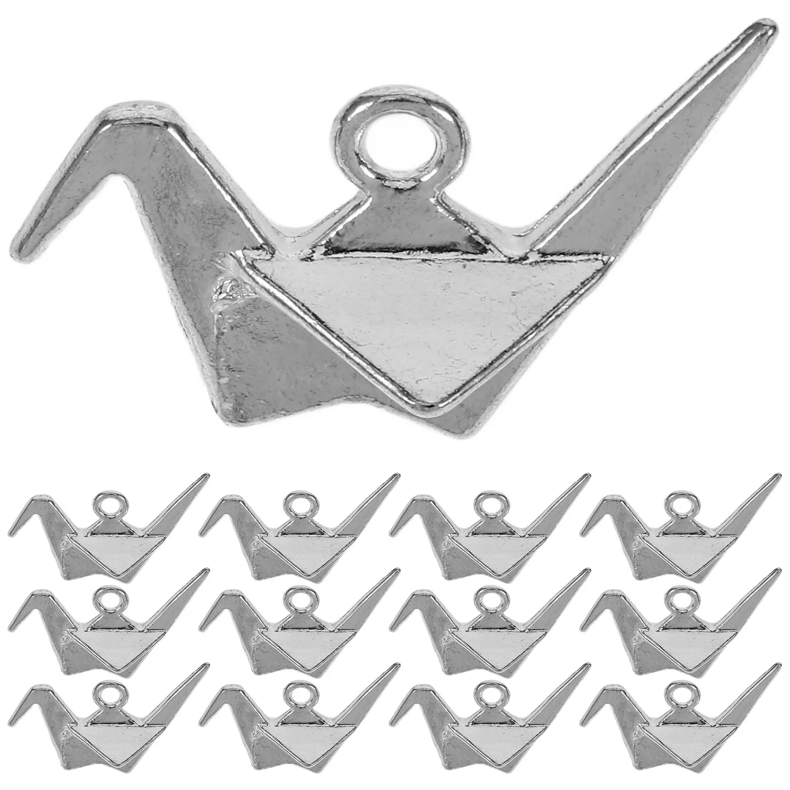 20Pcs 3D Origami Crane Charms Alloy Earrings Pendants Bracelet Necklace DIY Handmade Craft Decors Lightweight Charming
