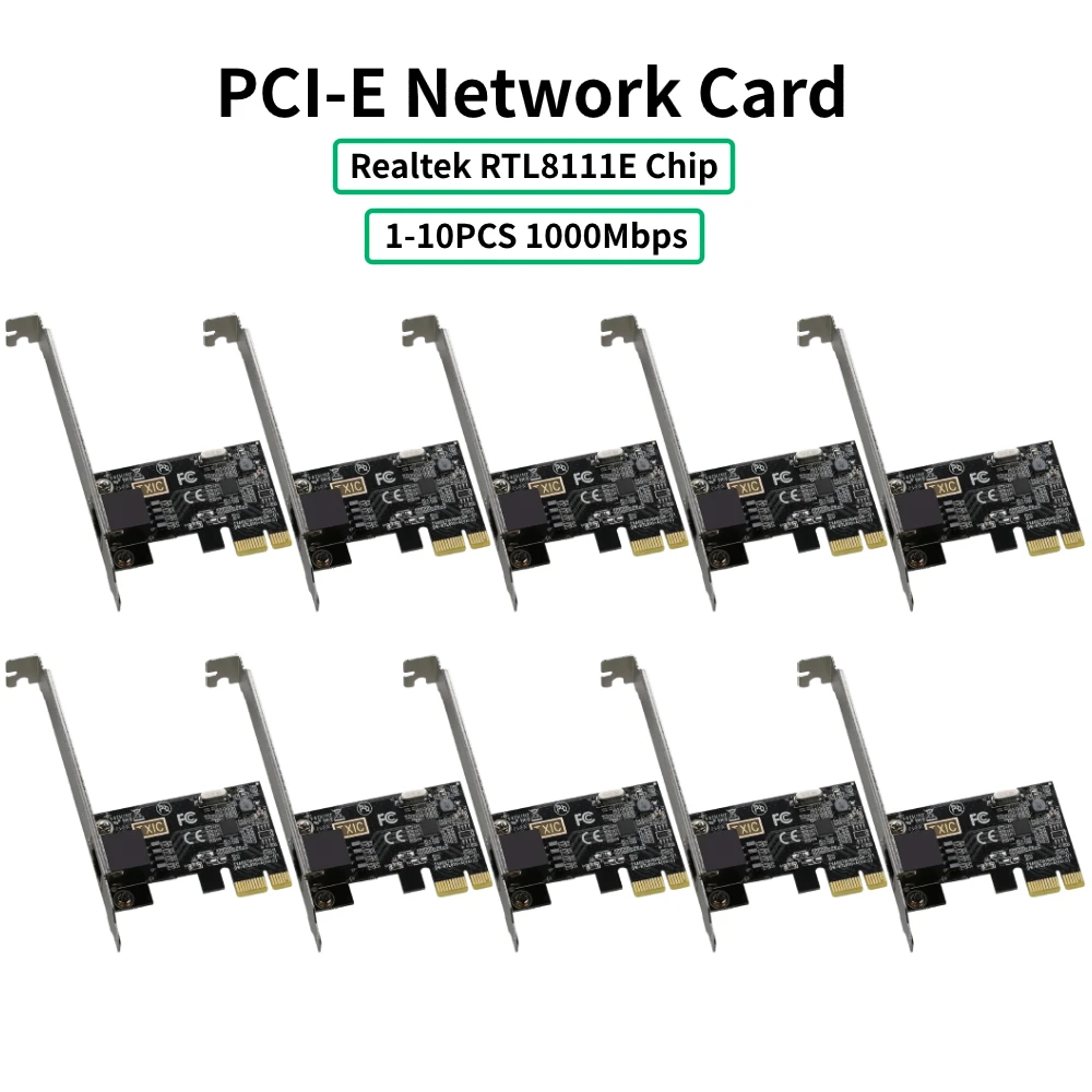 1-10PCS 1000Mbps karta sieciowa RTL8111E Gigabit Ethernet PCI Express karta sieciowa RJ45 Adapter LAN PCIe konwerter do pulpit PC