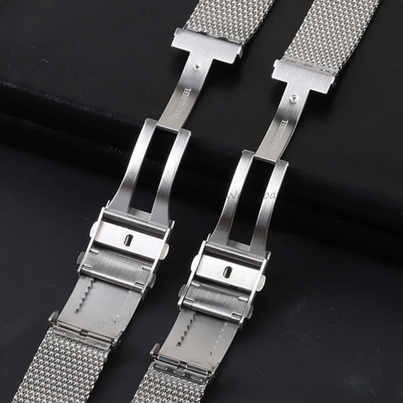 Luxury Stainless Steel Milanese Watch Band Extended Length Folding Buckle Men Strap 20mm 22mm 18mm Quick Release Metal Bracelet
