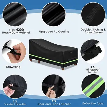 Venkovní vodotěsný kryt na plážové křeslo, kryt na zahradní lehátko, kryt na zahradní lehátko, kryt na zahradní lehátko, kryt odolný proti UV záření a prachu 10 nejlepší prodej kryty na lehátka - №9