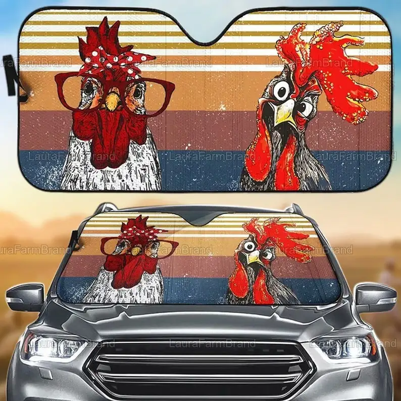 Chicken Car Windshield Sunshades, Chicken Cute Sunshade, Chicken Car Sunshades, Car Decoration Mother day, Mother gift LNG102201