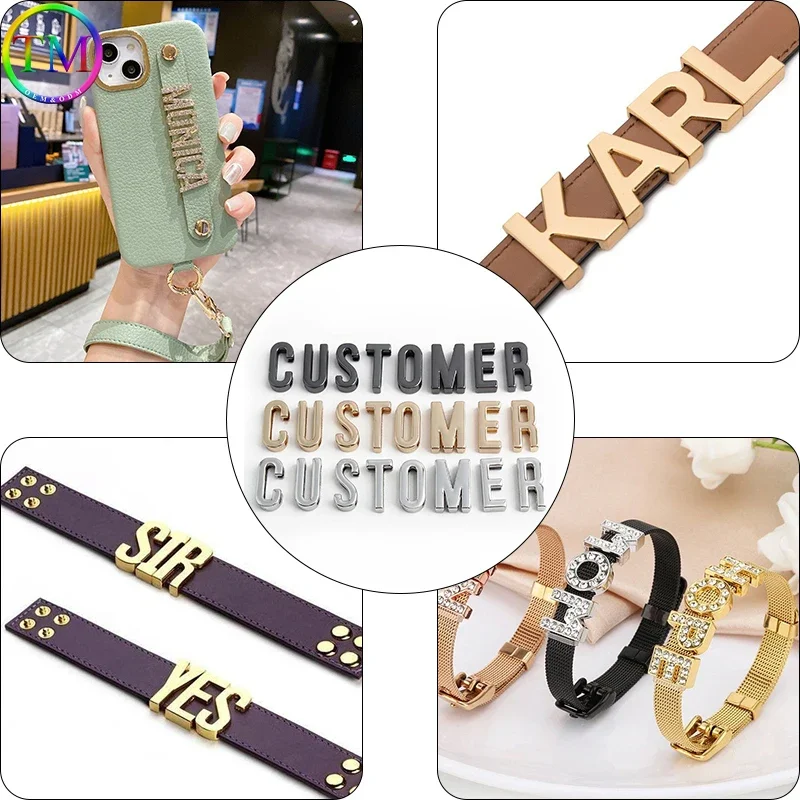 19MM Metal A-Z Alphabet Solid Plain Slide Letter Bead Lettering Collar/Chokers Craft Bridal Handbags Making Hardware Accessories