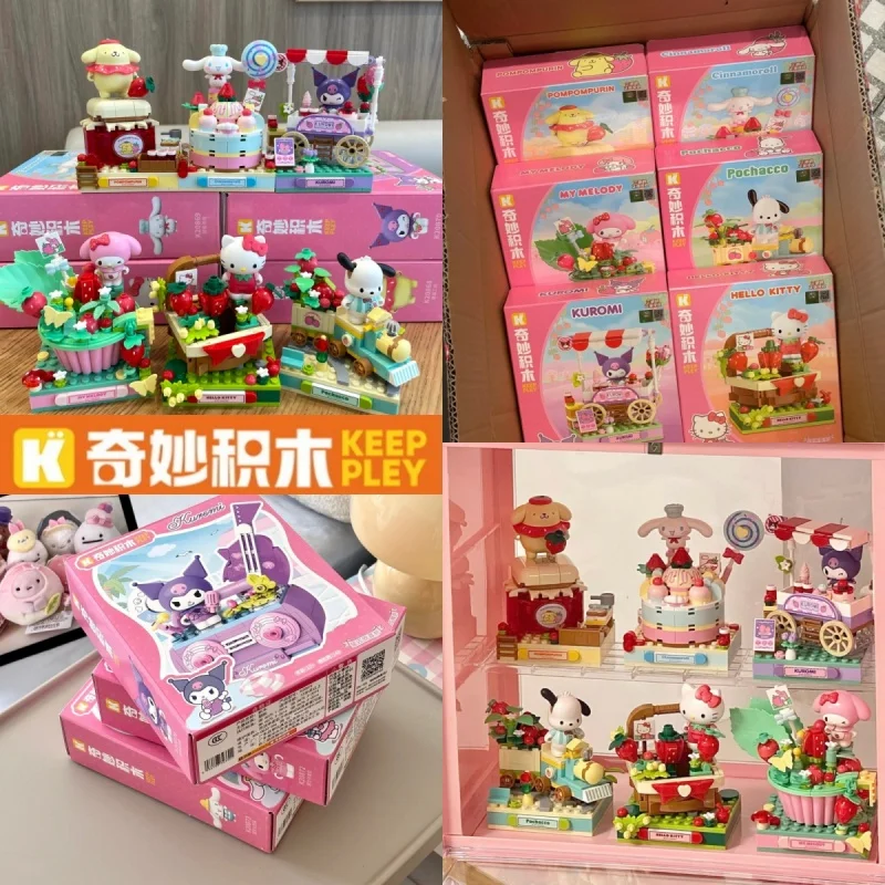 

Строительный блок Keeppley Sanrio Hello Kitty My Melody Kuromi Binnamoroll Pompompurin Pochacco, аниме-фигурка, подарок для детей