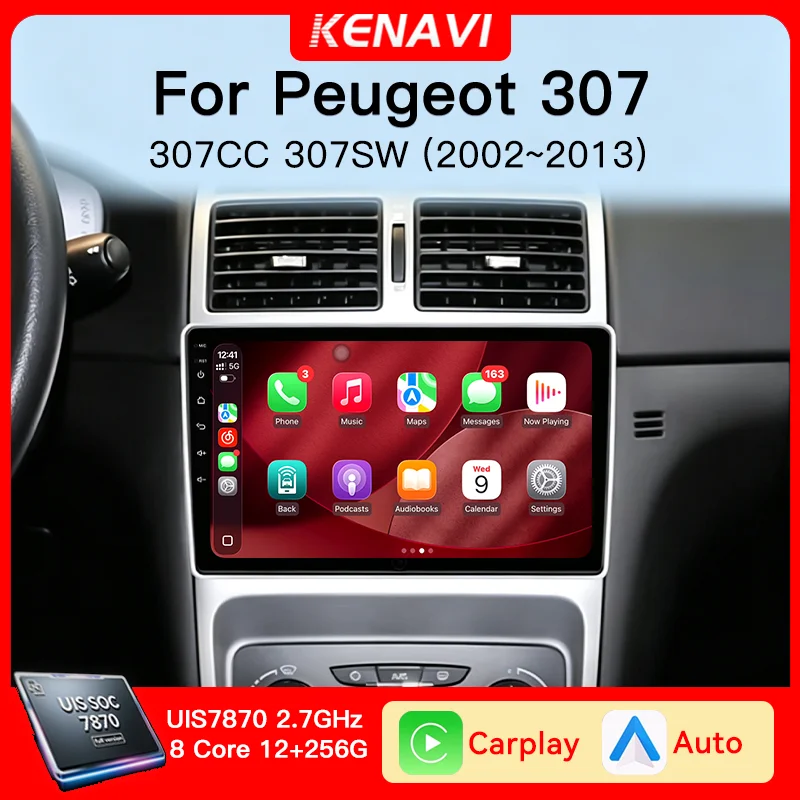 UIS7870 Car Stereo Wireless Carplay Android Auto For Peugeot 307 307CC 307SW 2002‑2013 GPS Center Multimedia Player FM Head Unit