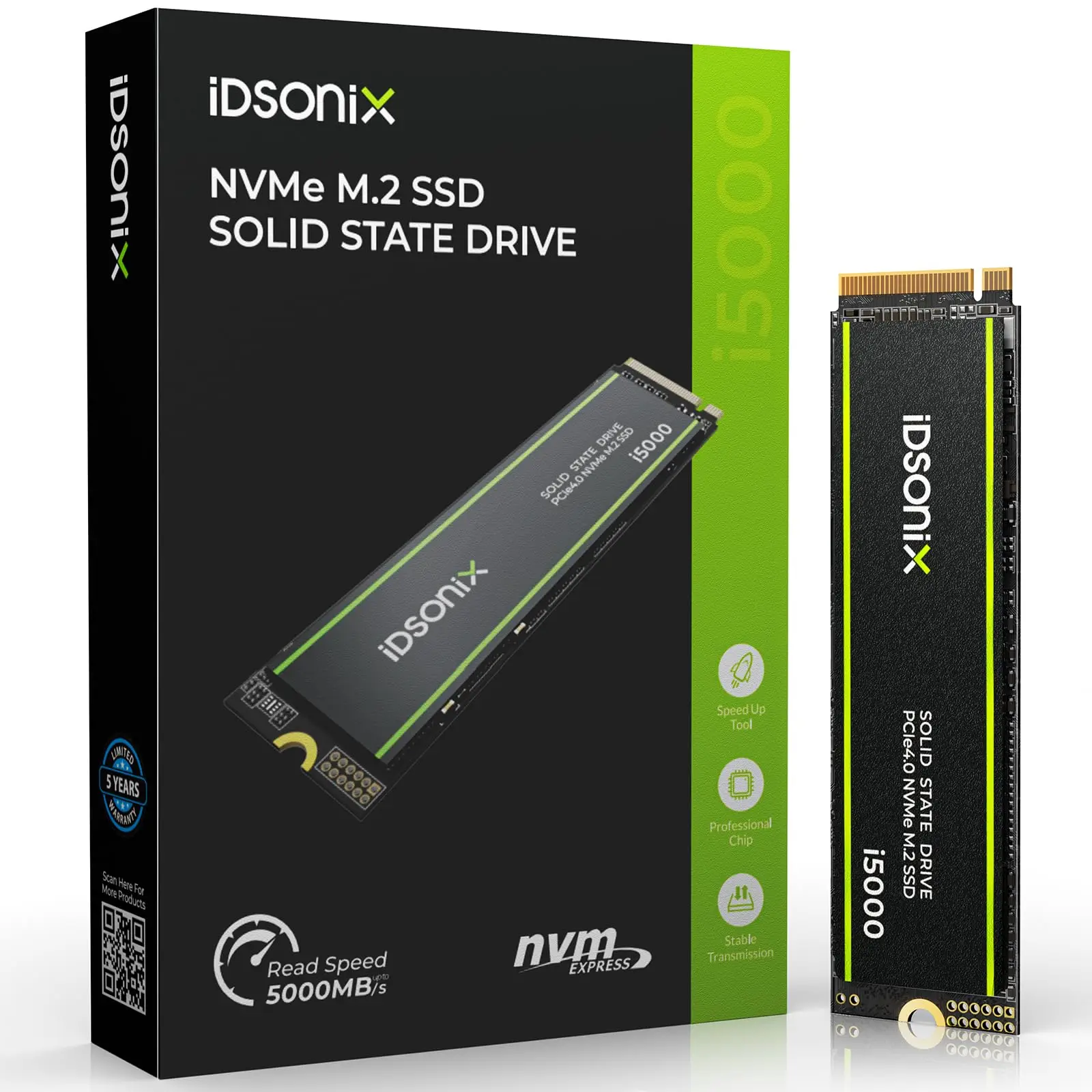 iDsonix NVMe SSD PCIe 4.0×4 Internal Solid State Drive 1TB 2TB M.2 2280 SSD NVMe M Key Hard Disk for Laptop Desktop Gaming PC