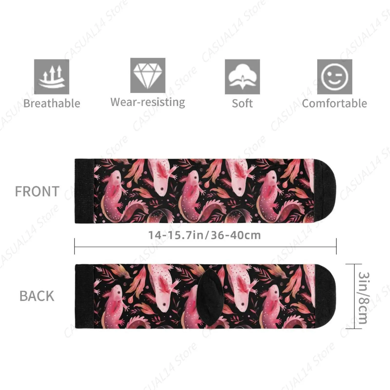 Axolotl Socks For Men Women Funny Novelty Crew Socks Gifts Men Women Print Soft