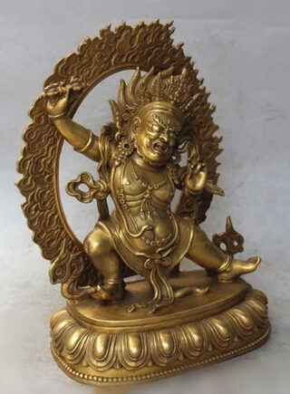 Copper Brass CHINESE crafts Asian Elaborate Chinese Classical Tibetan Buddhist Vajrapani (Chana Dorje) buddha Statue