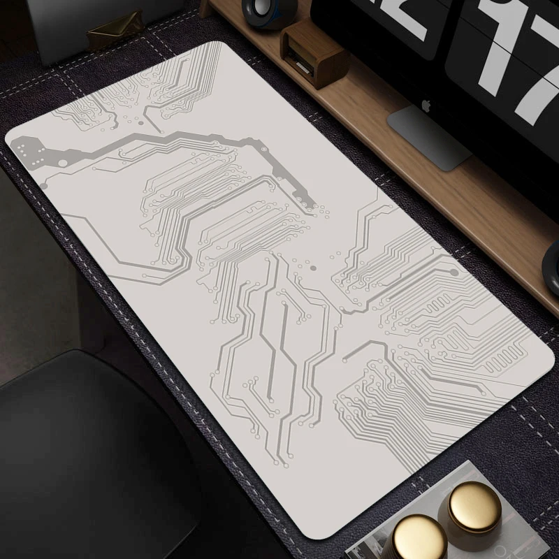 

Circuitry Art Mouse Pad Abstract Irregular Geometric Shapes Large Gaming Mousepad XXL Computer Desk Mat Locking Edge Mouse Mat