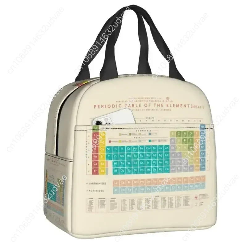 عناصر الجدول الدوري حقيبة الغداء المعزولة الحرارية العلوم الكيمياء الكيميائية المحمولة حمل لتخزين المواد الغذائية المدرسية