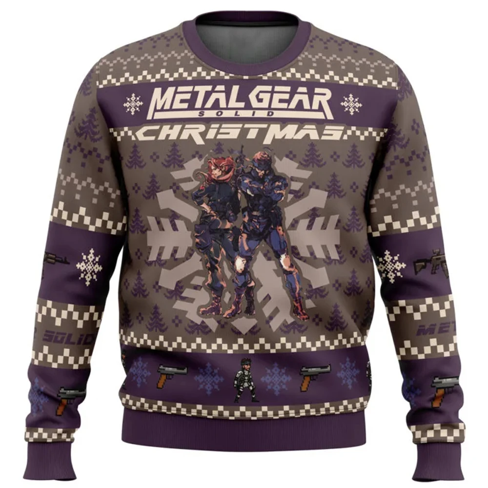 Metal gear Solid Ugly Christmas sweater 3D Men's and women's pullover crew neck long sleeve top Christmas clothing 2025 new swea