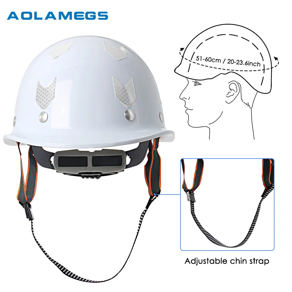 Construction Safety Helmet Thickened FRP Type Hard Hat with Reflective Stickers for Engineer Work Hat Breathable Safety Helmet