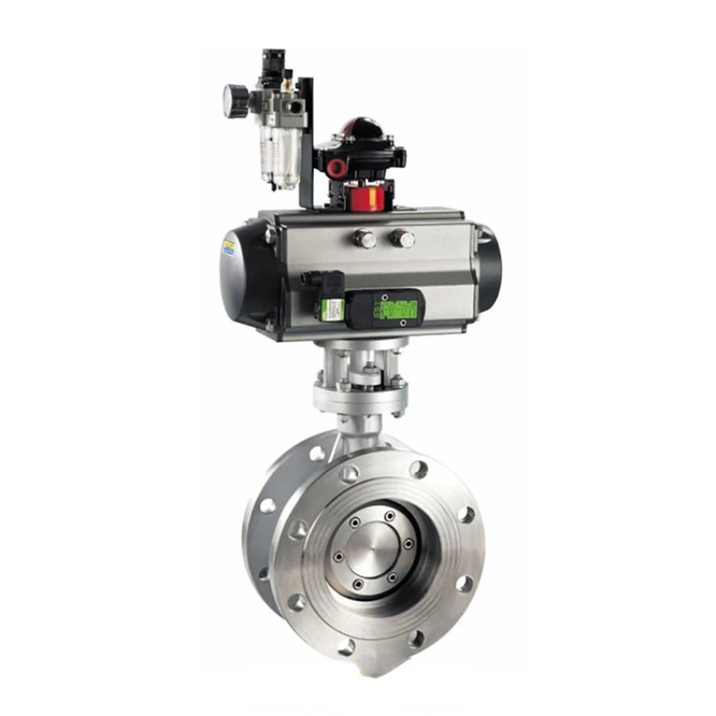 Stainless steel hard seal butterfly valve V segment type pneumatic valve