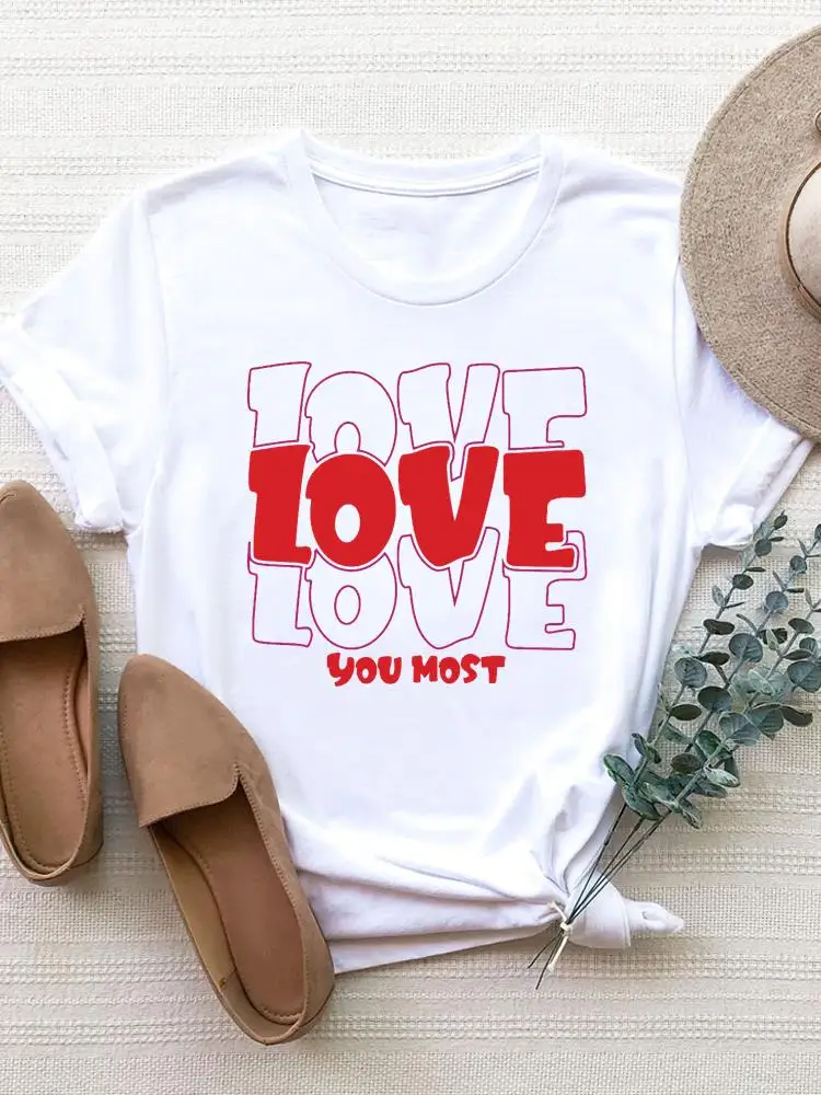 

Трендовая Милая одежда с надписью Love, модная футболка с графическим принтом, женская футболка, одежда с коротким рукавом, Женская Базовая футболка, топ