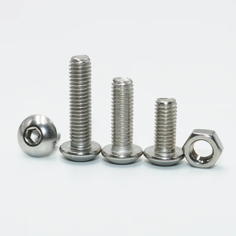 Round Pan Head Hexagon Socket Screw M2 M3 M4 M5 M6 A2 304 Stainless Steel Hex Mushroom Button Head Allen Bolt Nut for Motorcycle
