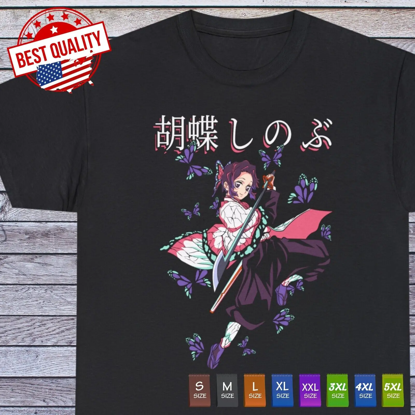 Shinobu Kocho Waifu Girl T-Shirt, Demon Slayer KNY Japońska manga Anime Odzież