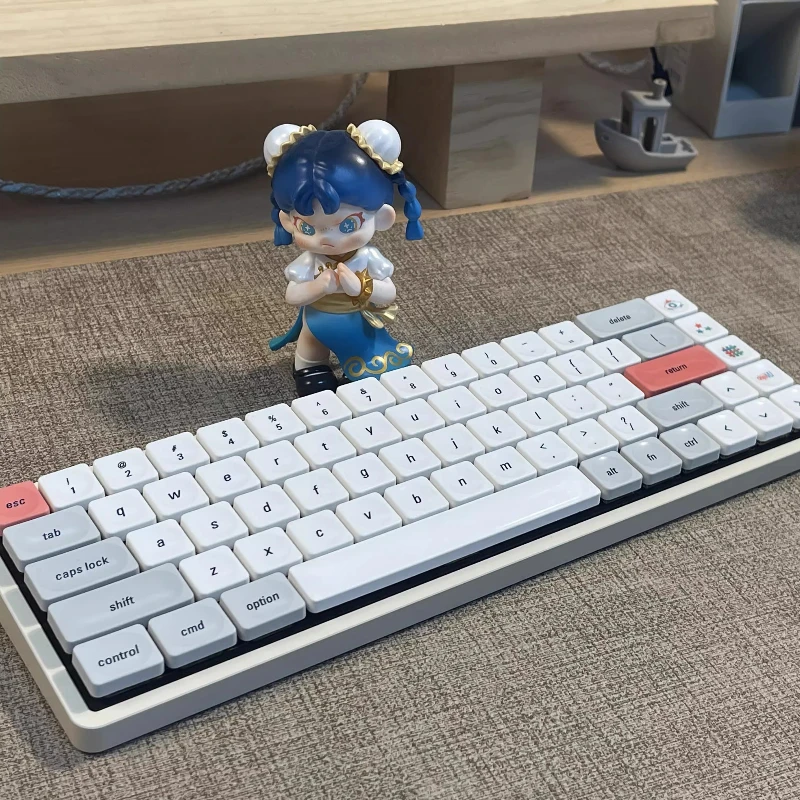 LCK - Keycap Bertema Visual Sublimasi PBT Kustom Keycap Sumbu Rendah Gaya Retro Tutup Kunci Titik Putih Sederhana Desain Pengrajin