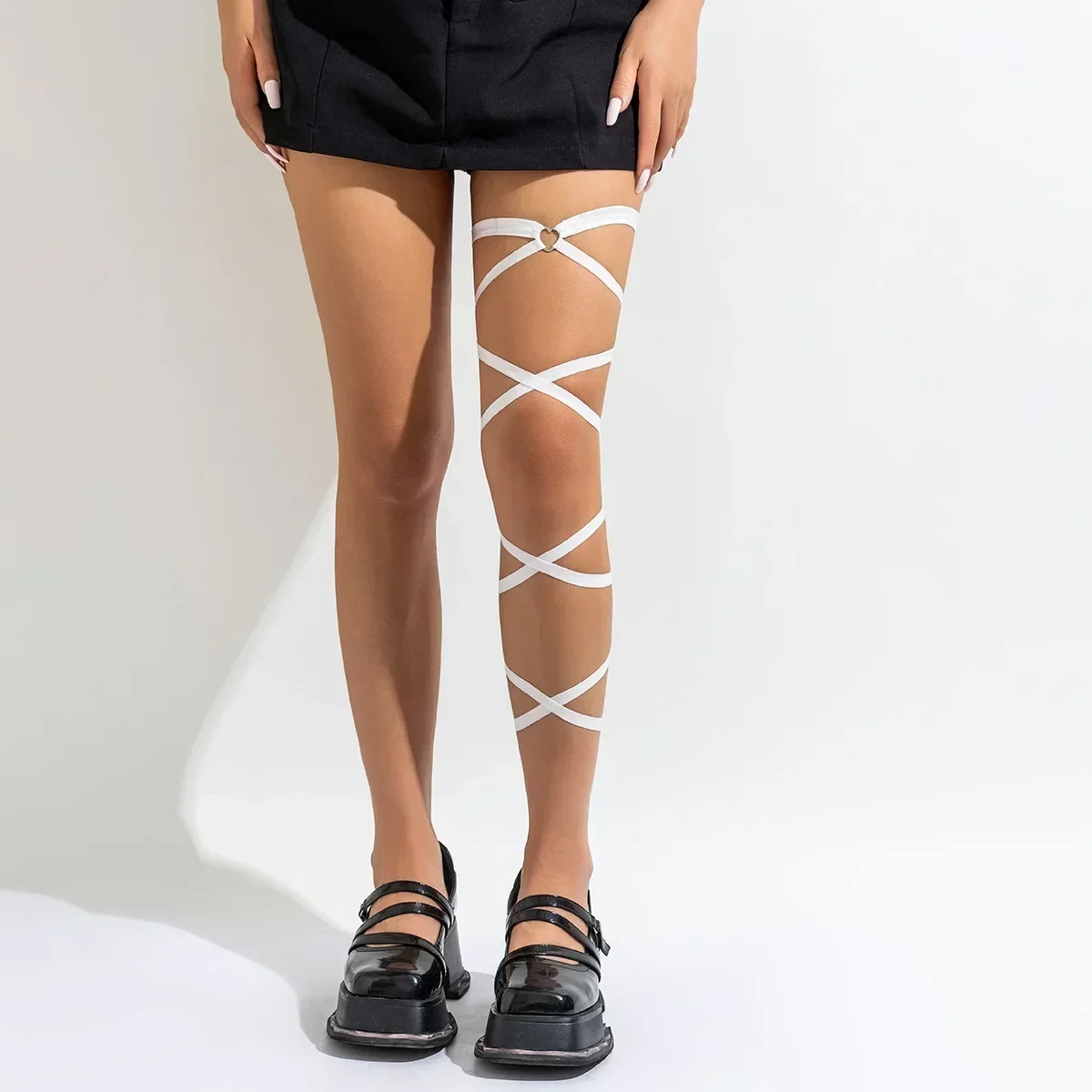 Pcs Gothic Multilayer Black Elastic Band Leg Thigh Chain Women Sexy Circle Harness Cosplay Harajuku Body Jewelry