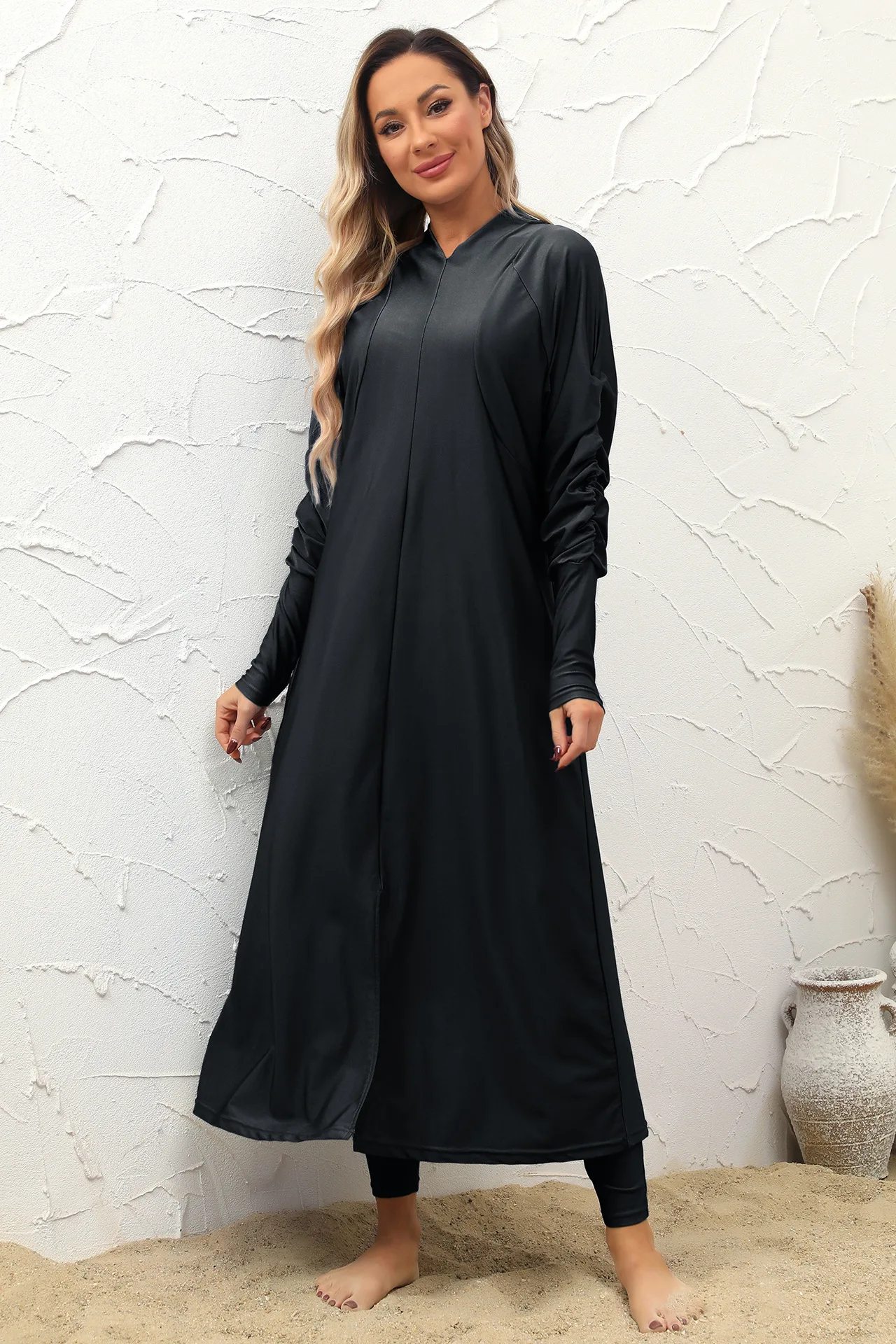 Full Cover Up Diving Surfing Modest Muslim Women Swimsuit Three Piece Set Sun Protection Long Dress Conservative Split Swimwear