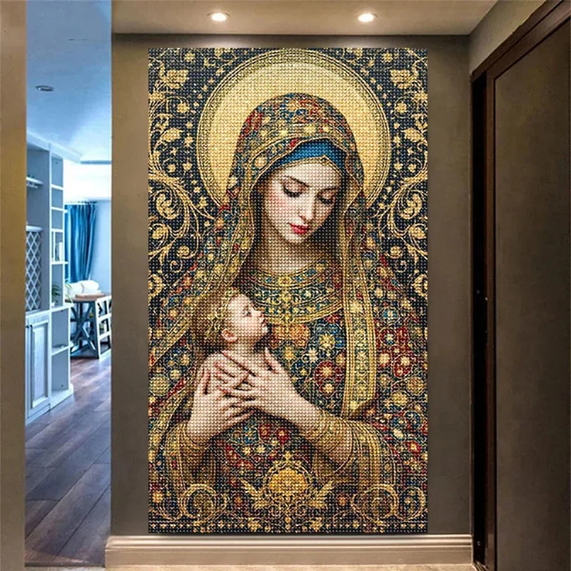Vibrant Mexico Guadalupe DIY Diamond Painting Large Size Full Diamond Art Mosaic,Diy Handmade Gifts Virgin Mary Home Decor