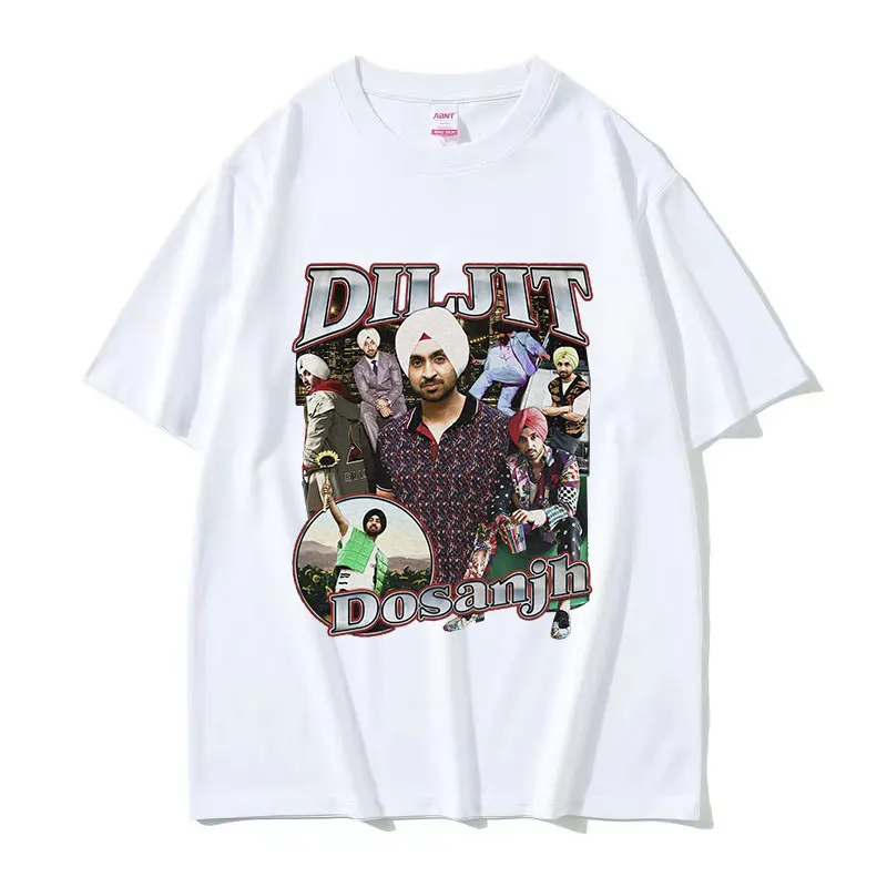 Diljit Dosanjh Vintage Graphic T Shirt Men's Hip Hop Fashion High Quality T-shirts Man 100% Cotton Oversized T-shirt Streetwear