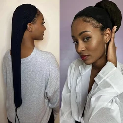 Tubo de rastas ligero de 1 piezas, manga trenzada de ganchillo negro para hacer un moño de nudo superior, cubierta de Rastas, gorro de peluca para tejido de cabello